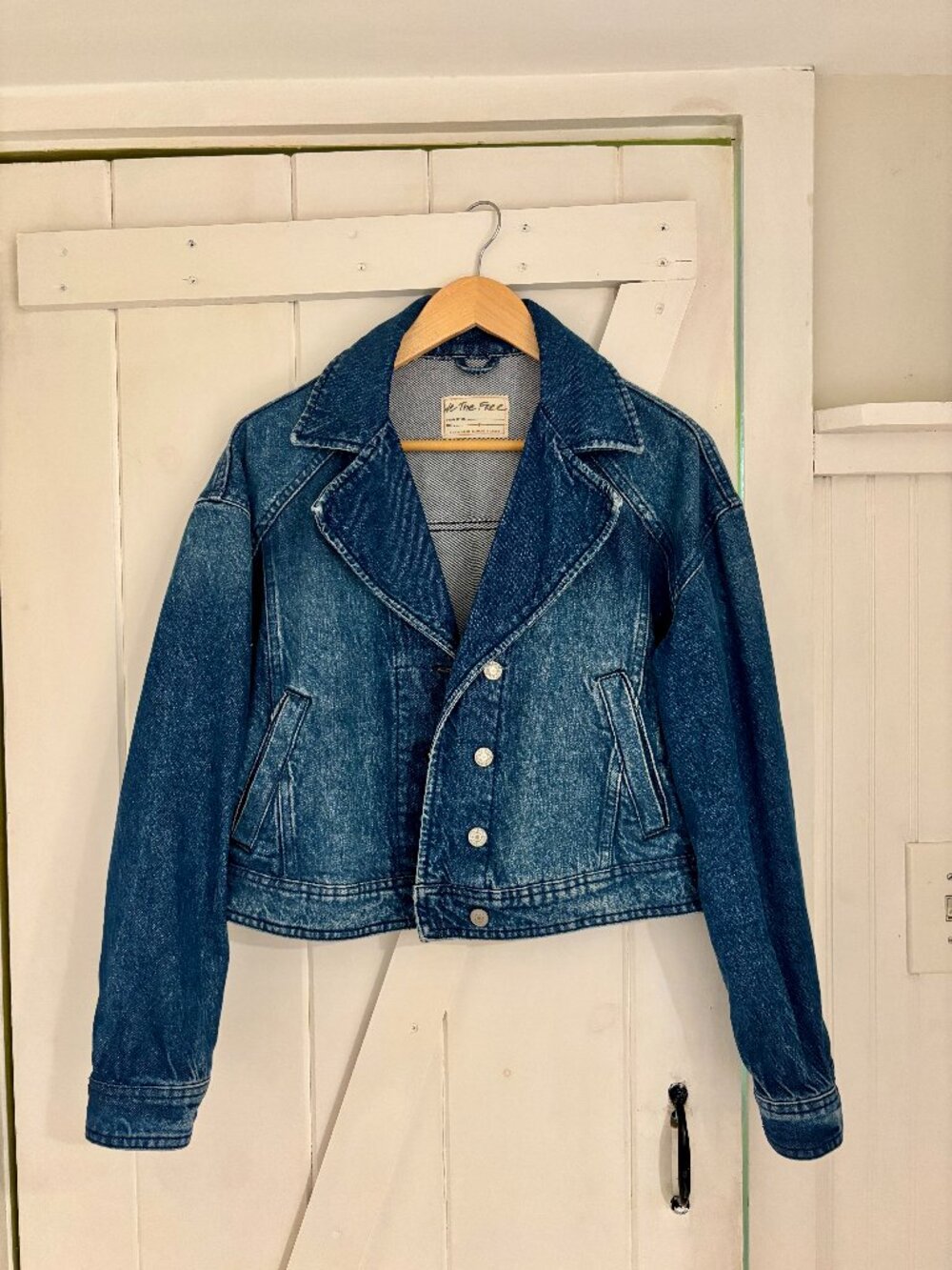 Free People Short Jean Blazer Jacket